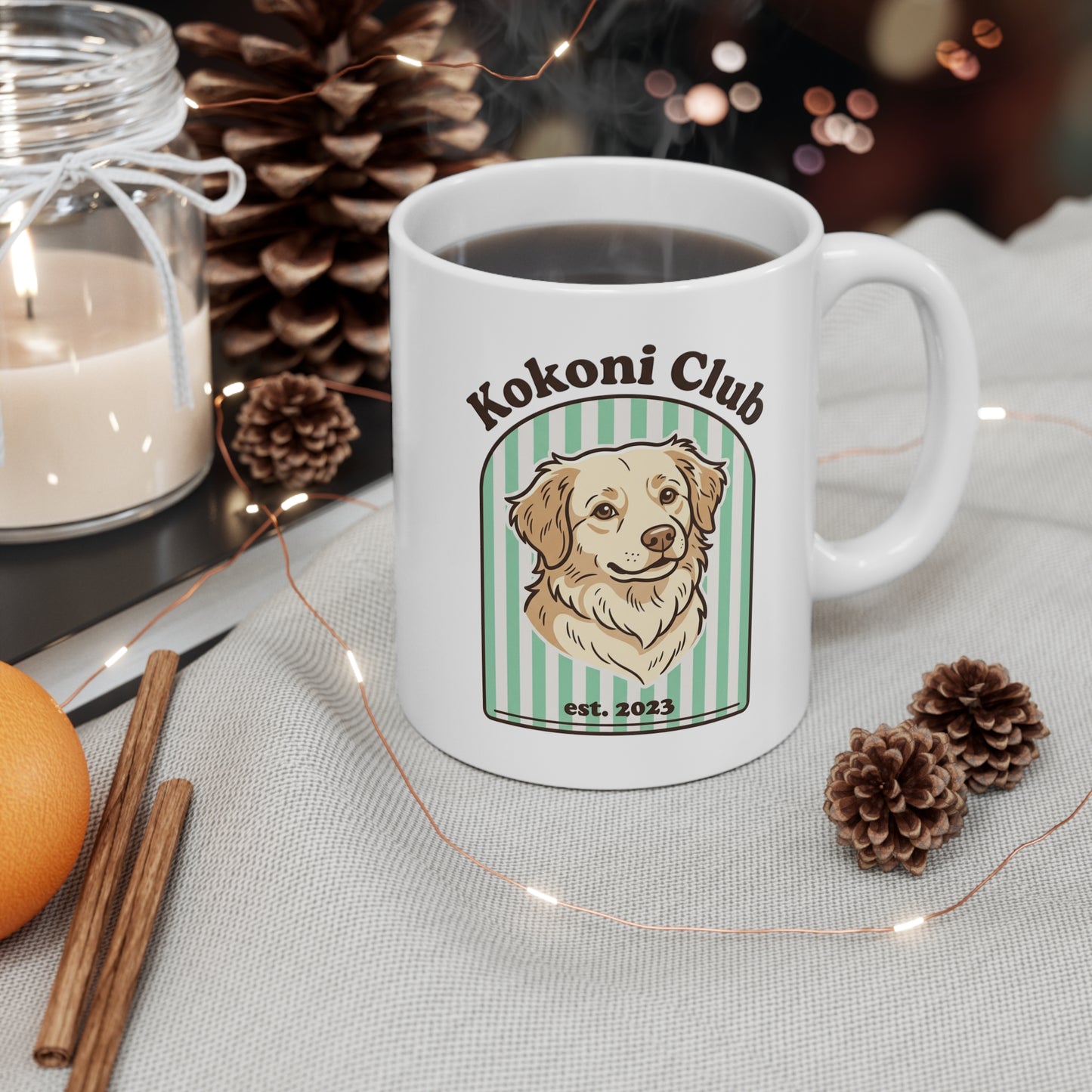 Kokoni Club Green Stripe Ceramic Mug (11oz)